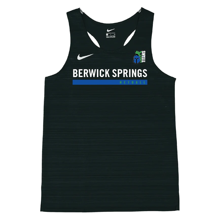 Womens Nike Stock Dry Miler NETBALL Singlet (Berwick Springs Football Netball Club)